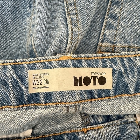 Topshop-Moto High Rise Medium Wash Wide Leg Raw Hem Jeans - Picture 12 of 12